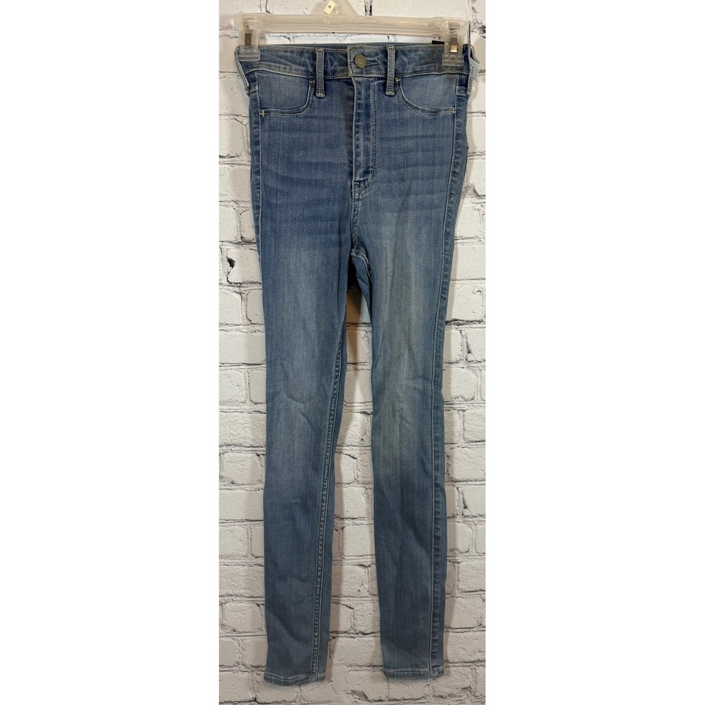 Hollister High-Rise Jeggings Skinny Jeans Light Wash Denim Size 0S 24x26‎